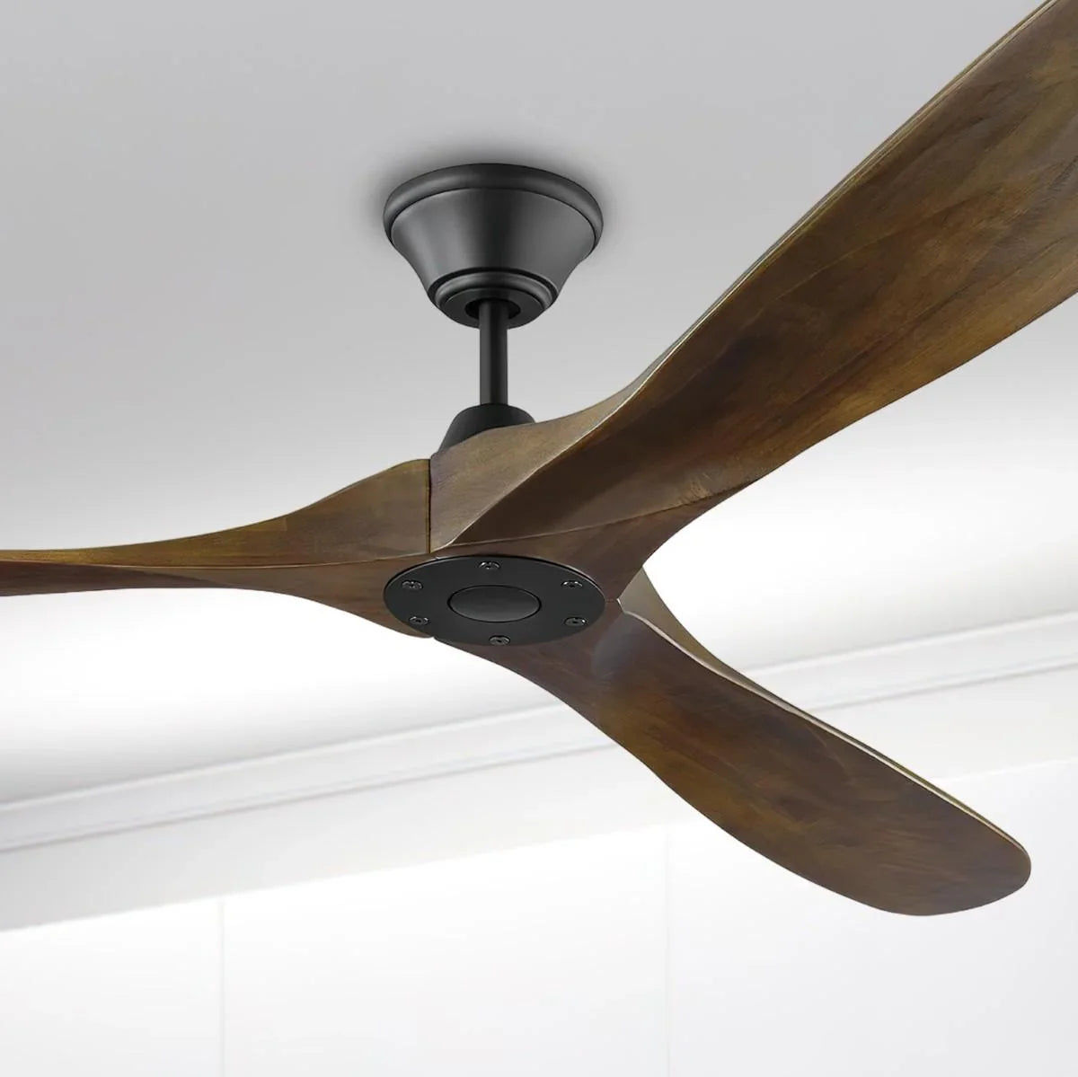 Maverick Max 70 Inch Black and Walnut Large Ceiling Fan with Remote - Bees Lighting