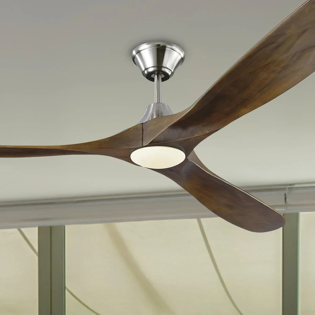 Maverick Max 70 Inch Steel and Walnut LED Large Ceiling Fan with Light and Remote - Bees Lighting