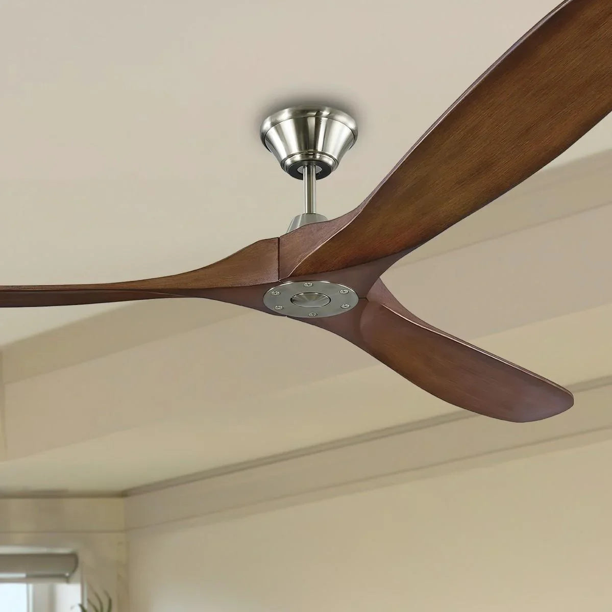 Maverick Max 70 Inch Steel and Koa Large Ceiling Fan with Remote - Bees Lighting