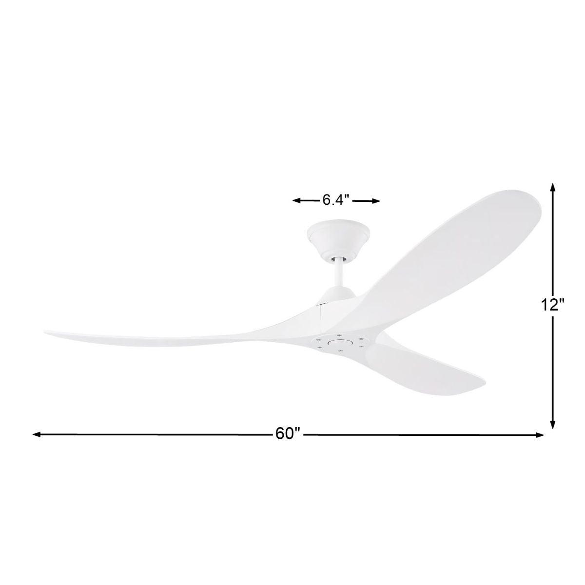 Maverick Coastal 60 Inch Matte White DC Outdoor Ceiling Fan With Remote, Marine Grade - Bees Lighting