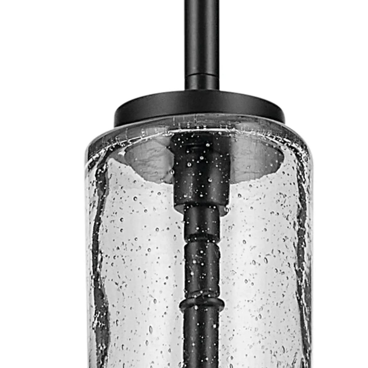 Everly 20" 1-Light Bell Pendant Light with Clear Seeded Glass, Black Finish - Bees Lighting