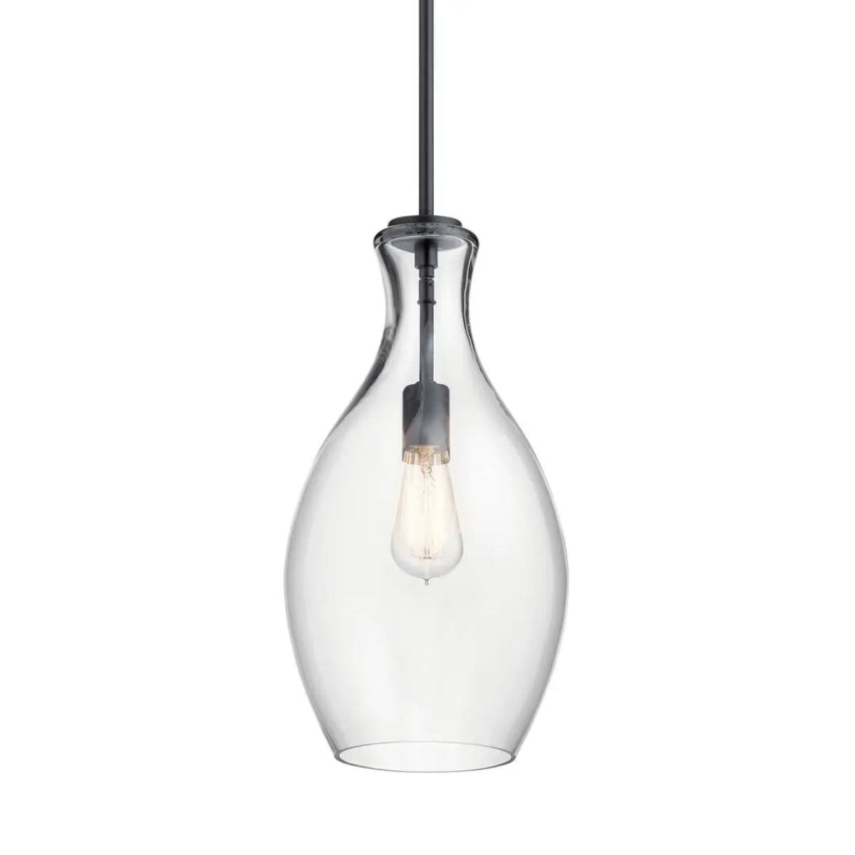 Everly 18" 1-Light Mini Pendant Light with Clear Glass, Black Finish - Bees Lighting