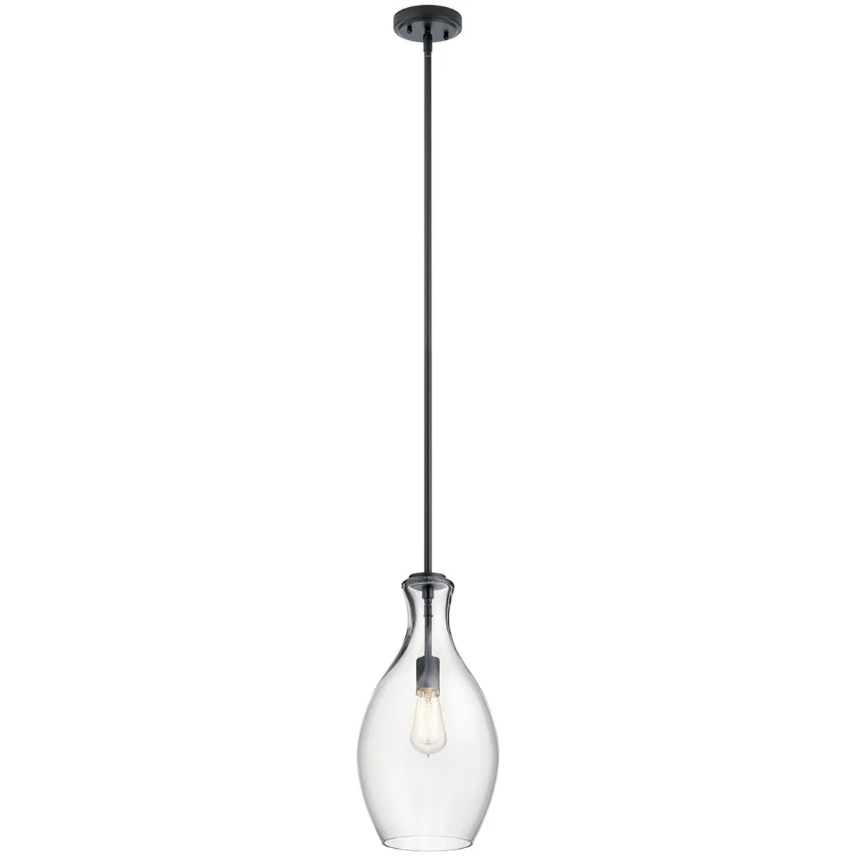 Everly 18" 1-Light Mini Pendant Light with Clear Glass, Black Finish - Bees Lighting