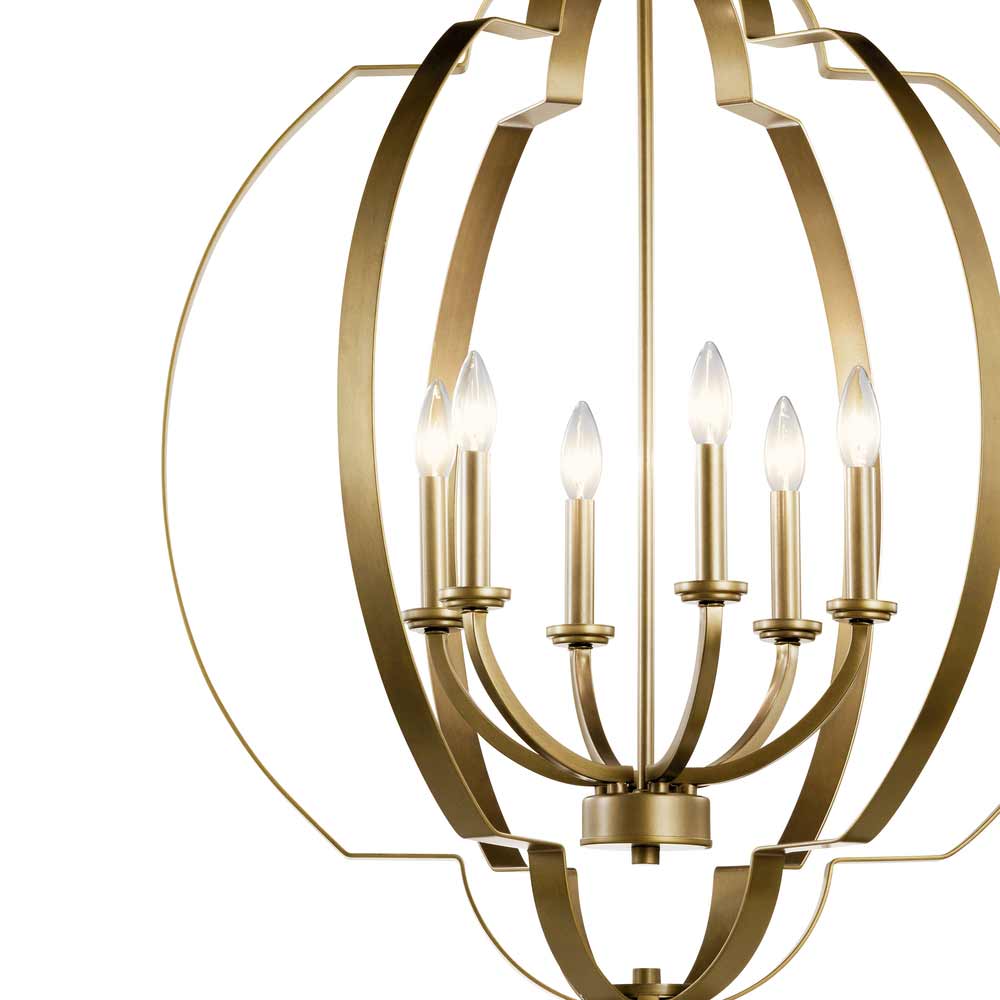 Voleta 28 in. 6 Lights Chandelier Natural Brass Finish - Bees Lighting
