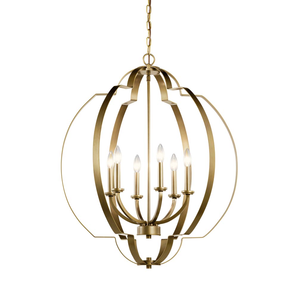 Voleta 28 in. 6 Lights Chandelier Natural Brass Finish - Bees Lighting