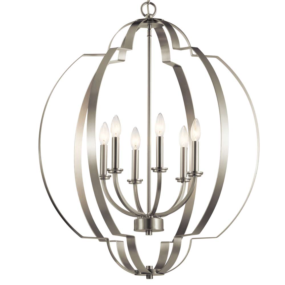 Voleta 28 in. 6 Lights Chandelier Brushed Nickel Finish - Bees Lighting