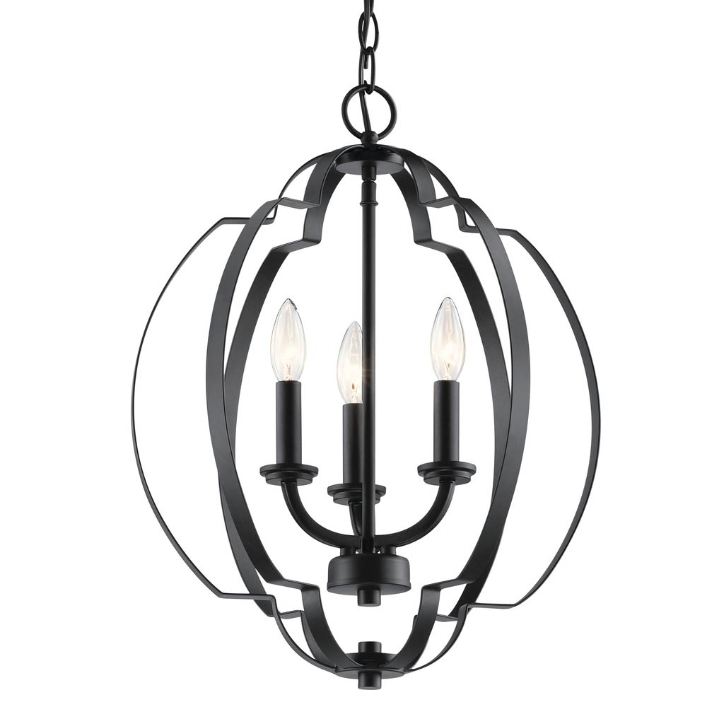 Voleta 17 in. 3 Lights Pendant Light Black Finish - Bees Lighting