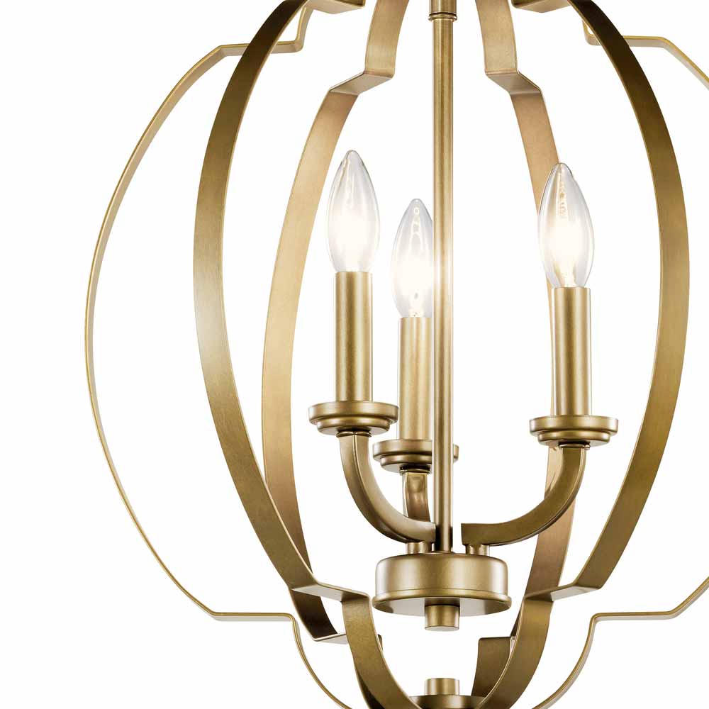 Voleta 17 in. 3 Lights Pendant Light Natural Brass Finish - Bees Lighting