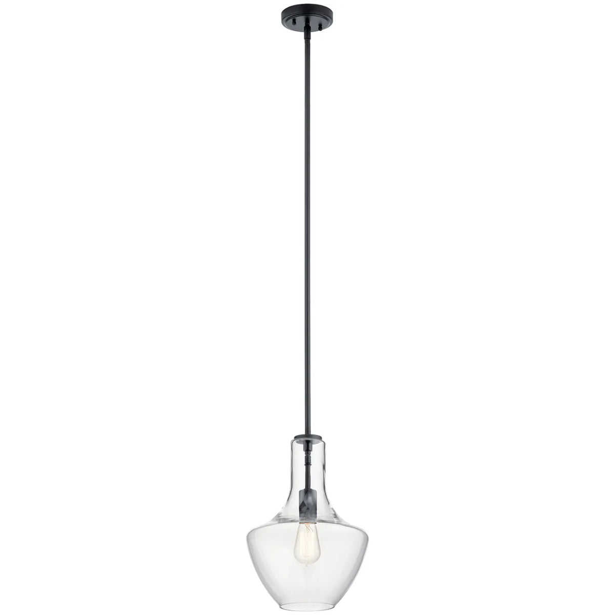 Everly 15" 1-Light Pendant Light with Clear Glass, Black Finish - Bees Lighting