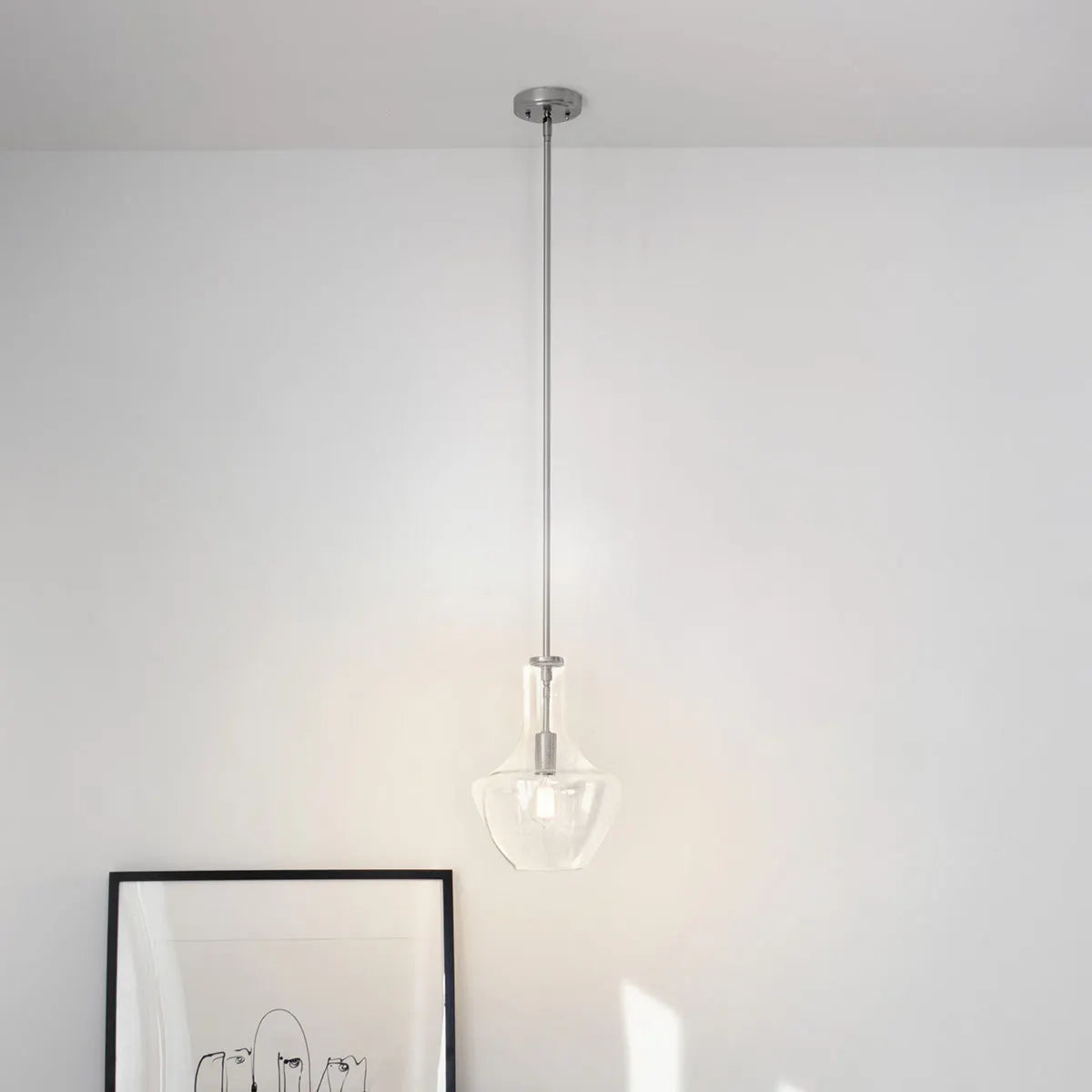 Everly 15" 1-Light Pendant Light with Clear Seeded Glass, Brushed Nickel Finish - Bees Lighting