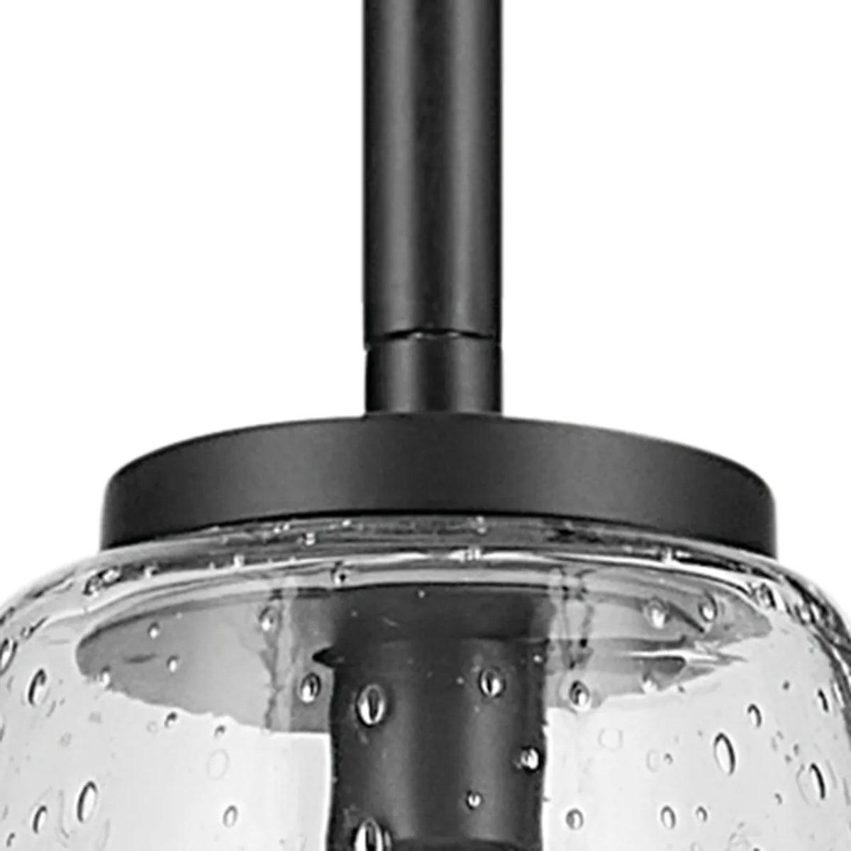 Everly 15" 1-Light Cone Pendant Light with Clear Seeded Glass, Black Finish - Bees Lighting