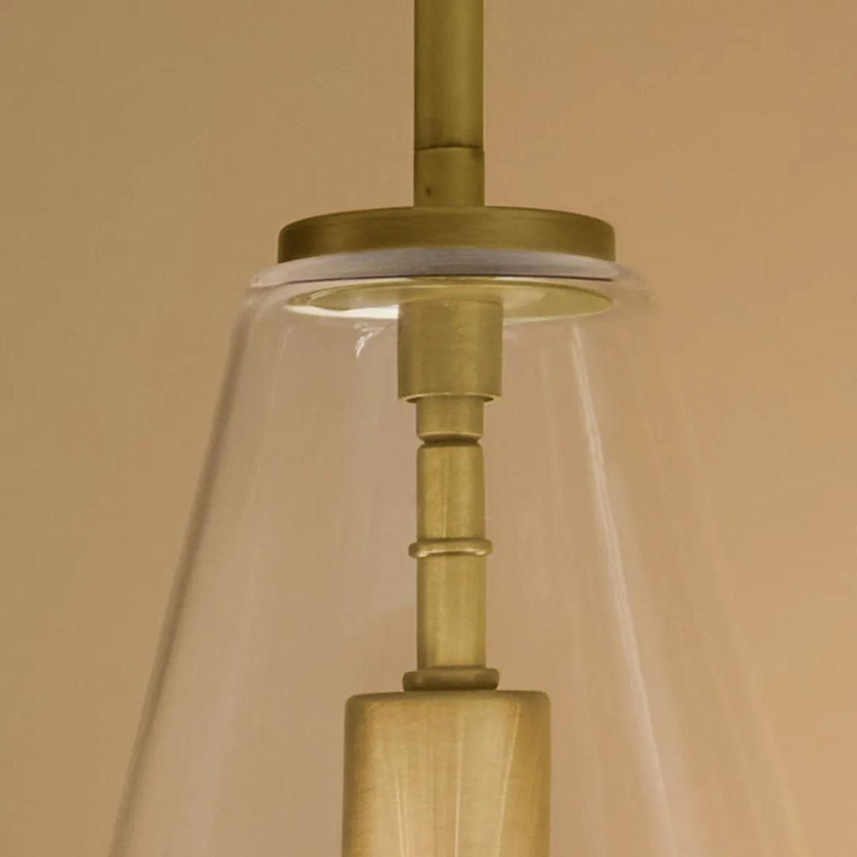 Everly 15" 1-Light Cone Pendant Light with Clear Glass, Natural Brass Finish - Bees Lighting