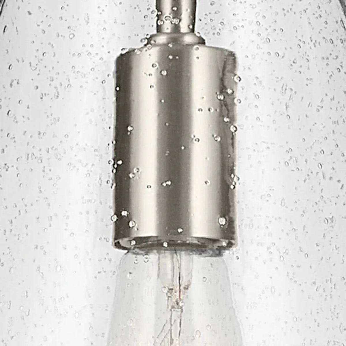 Everly 15" 1-Light Cone Pendant Light with Clear Seeded Glass, Brushed Nickel Finish - Bees Lighting