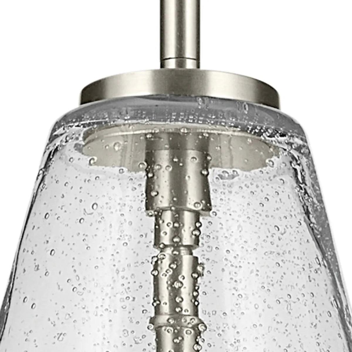 Everly 15" 1-Light Cone Pendant Light with Clear Seeded Glass, Brushed Nickel Finish - Bees Lighting