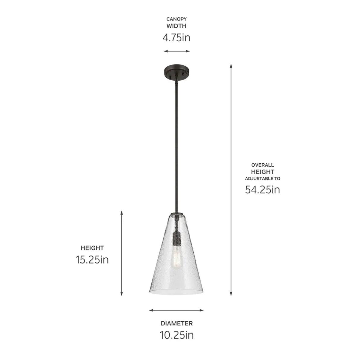 Everly 15" 1-Light Cone Pendant Light with Clear Seeded Glass, Olde Bronze Finish - Bees Lighting