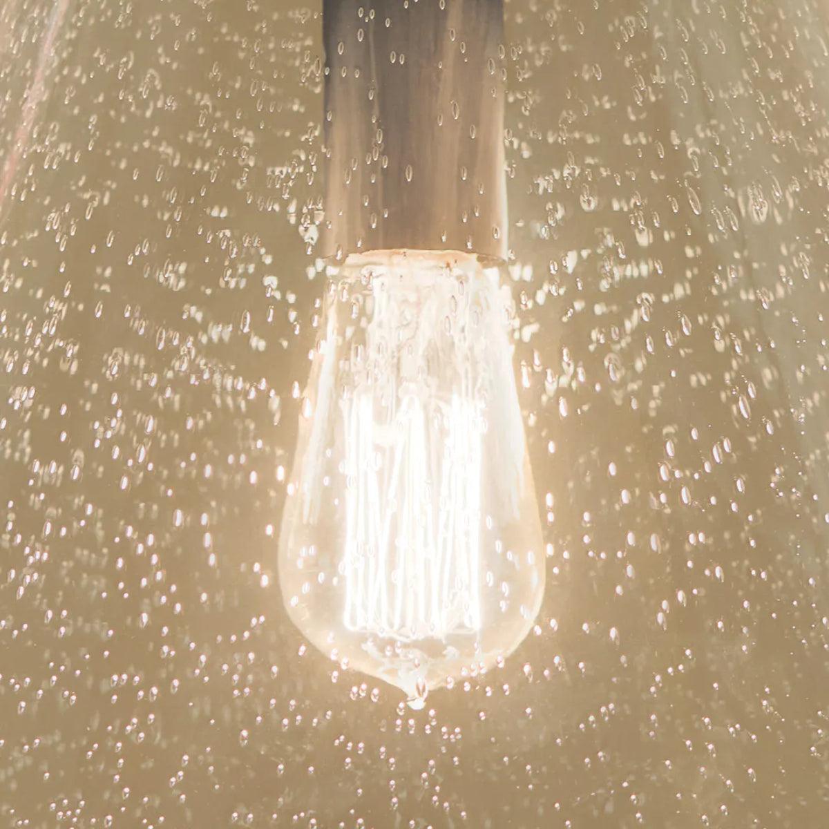 Everly 16" 1-Light Cone Pendant Light with Clear Seeded Glass, Black Finish - Bees Lighting