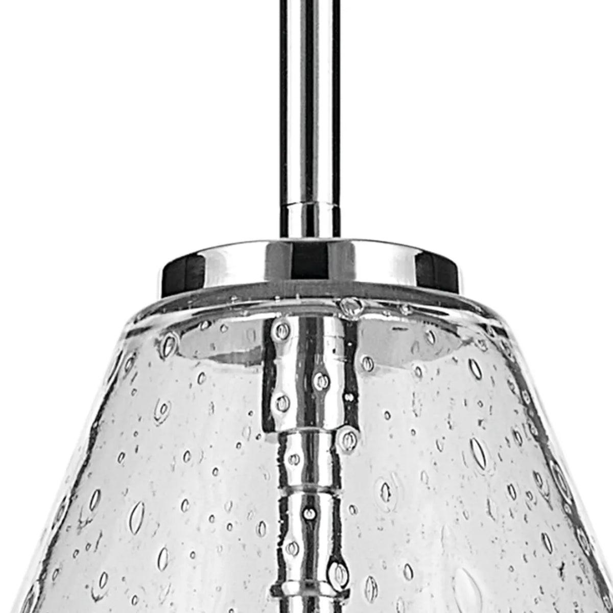 Everly 16" 1-Light Cone Pendant Light with Clear Seeded Glass, Chrome Finish - Bees Lighting