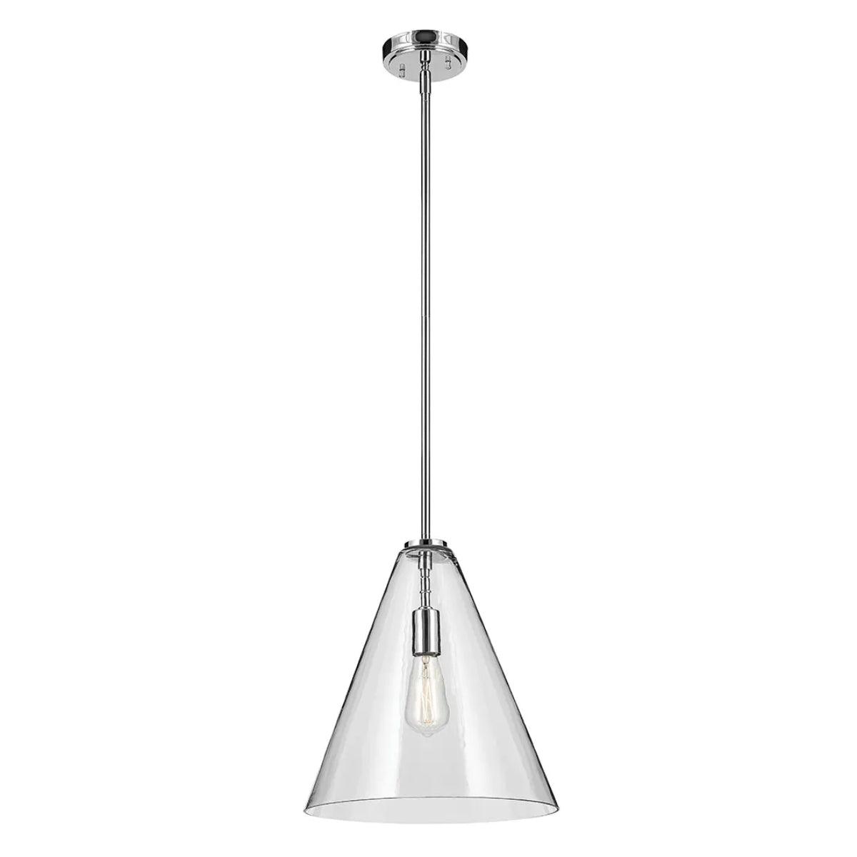 Everly 16" 1-Light Cone Pendant Light with Clear Glass, Chrome Finish - Bees Lighting