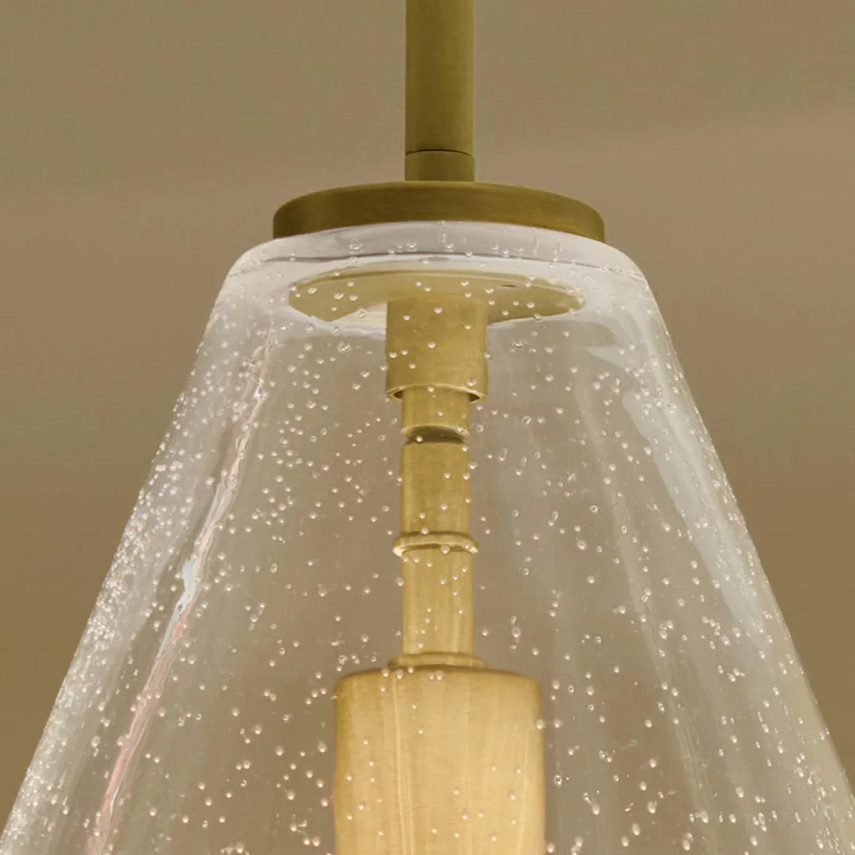 Everly 16" 1-Light Cone Pendant Light with Clear Seeded Glass, Natural Brass Finish - Bees Lighting