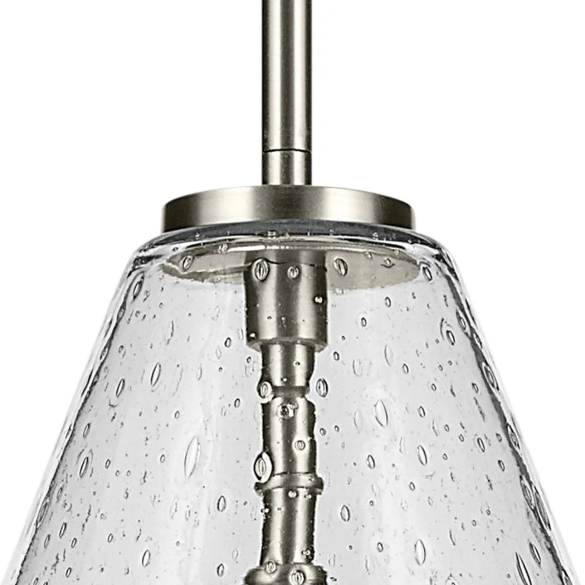 Everly 16" 1-Light Cone Pendant Light with Clear Seeded Glass, Brushed Nickel Finish - Bees Lighting