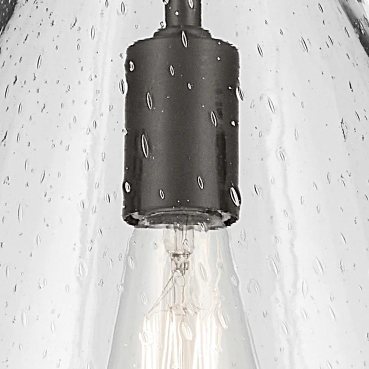 Everly 16" 1-Light Cone Pendant Light with Clear Seeded Glass, Olde Bronze Finish - Bees Lighting
