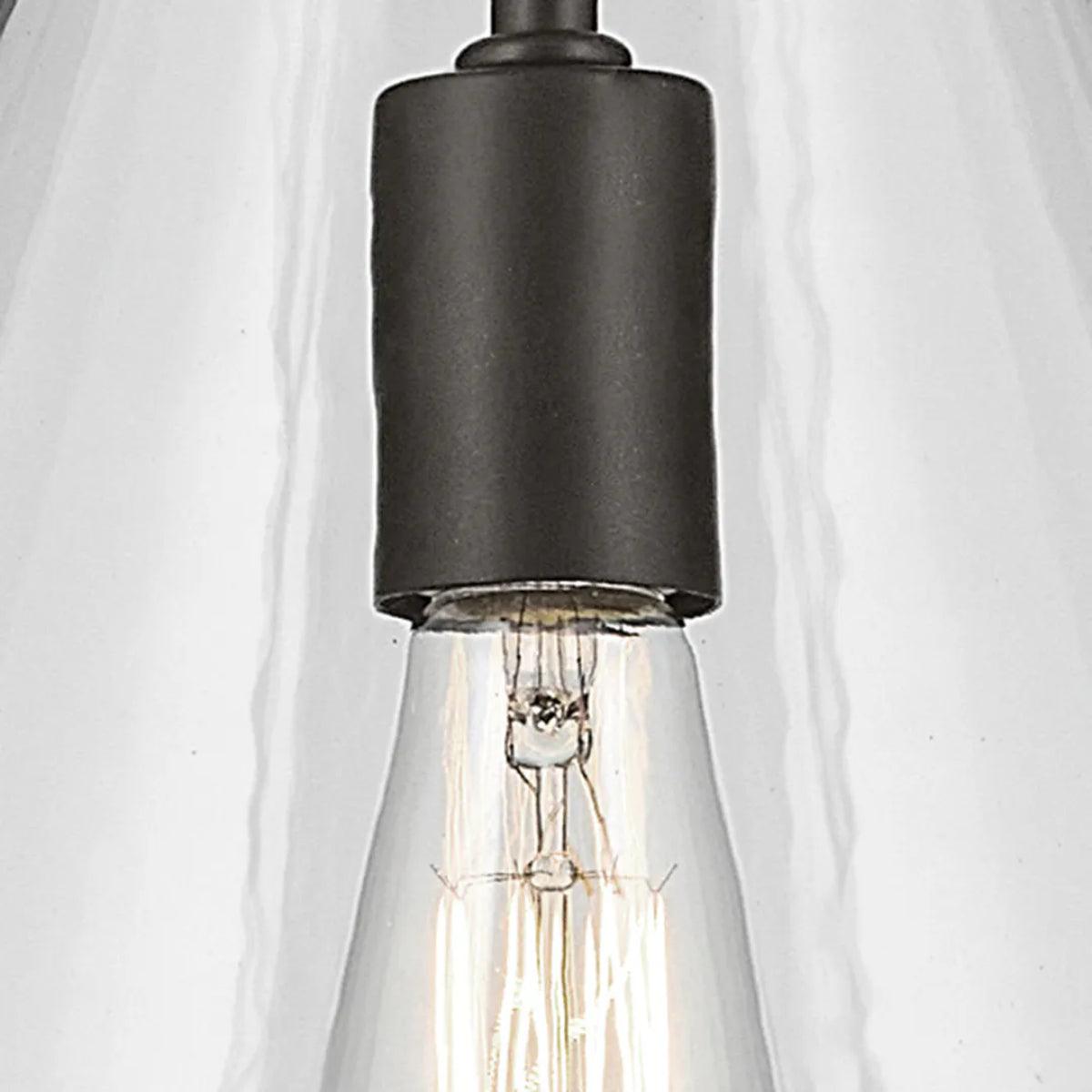 Everly 16" 1-Light Cone Pendant Light with Clear Glass, Olde Bronze Finish - Bees Lighting