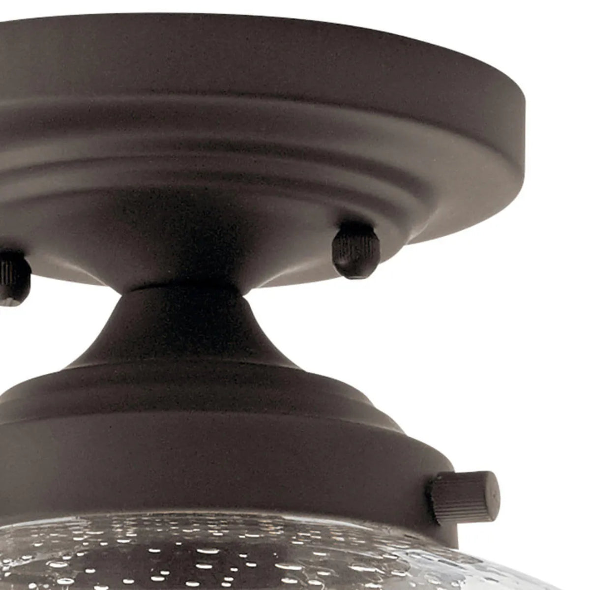 Avery 11" Semi-Flush Mount Light with Clear Seeded Glass, Olde Bronze Finish - Bees Lighting