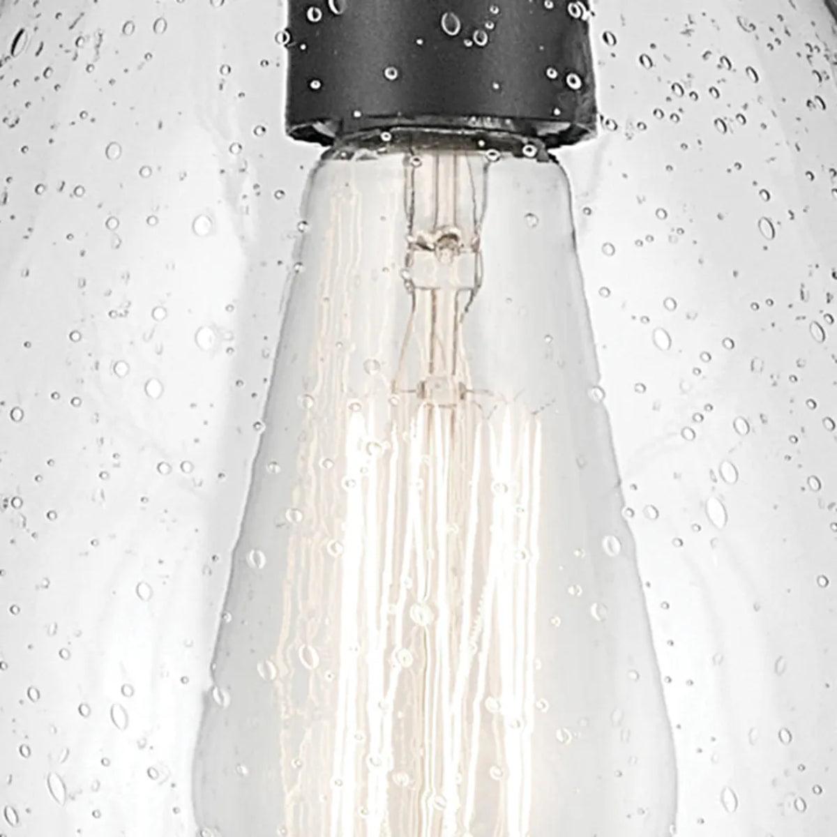 Everly 14" 1-Light Mini Pendant Light with Clear Seeded Glass, Black Finish - Bees Lighting