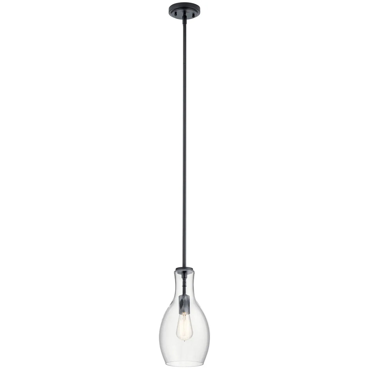 Everly 14" 1-Light Mini Pendant Light with Clear Glass, Black Finish - Bees Lighting