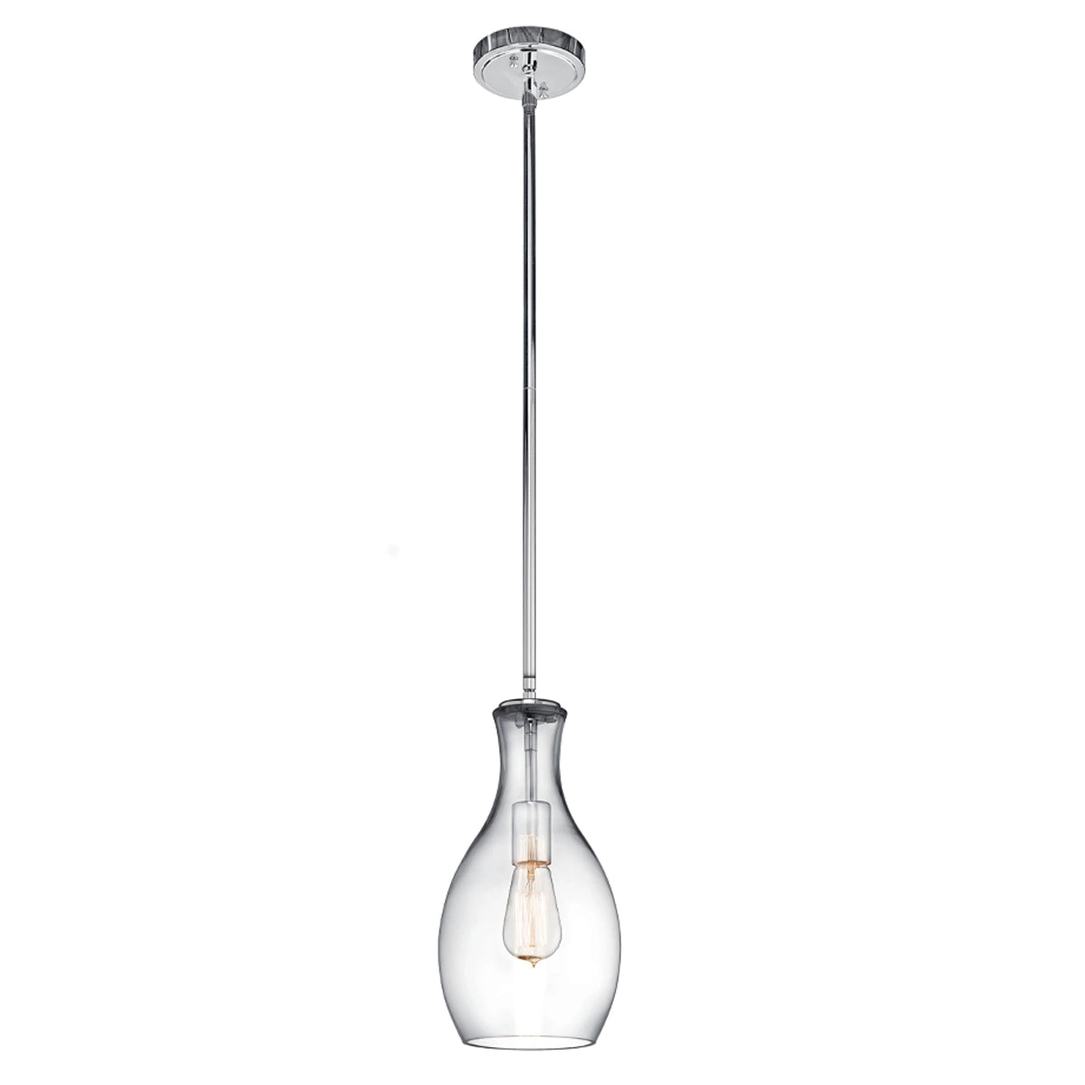 Everly 14" 1-Light Mini Pendant Light with Clear Glass, Chrome Finish - Bees Lighting