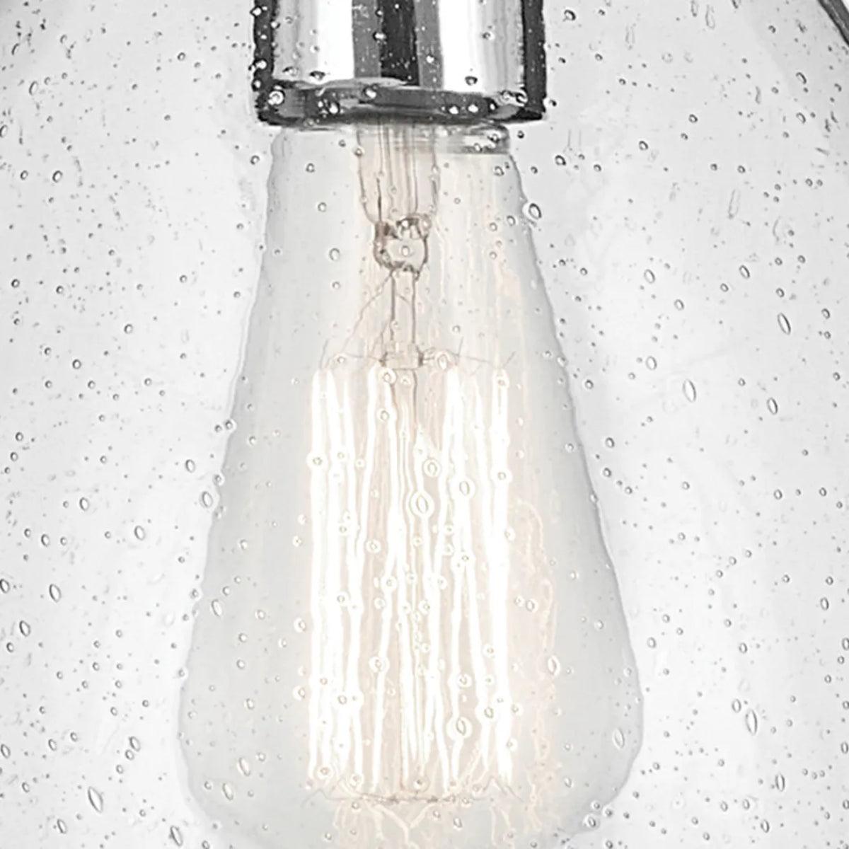 Everly 14" 1-Light Mini Pendant Light with Clear Seeded Glass, Chrome Finish - Bees Lighting