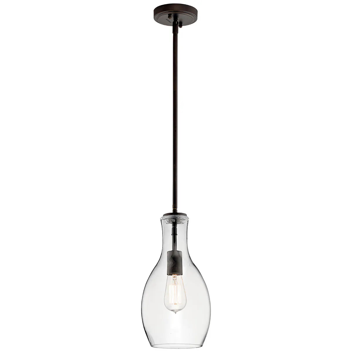 Everly 14" 1-Light Mini Pendant Light with Clear Glass, Olde Bronze Finish - Bees Lighting