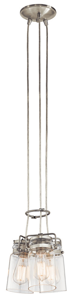 Brinley 9 in. 3 Lights Pendant Light Nickel Finish - Bees Lighting