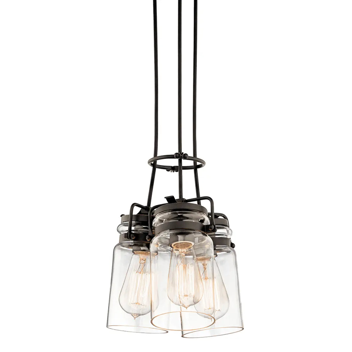 Brinley 9 in. 3 Lights Pendant Light Bronze Finish - Bees Lighting