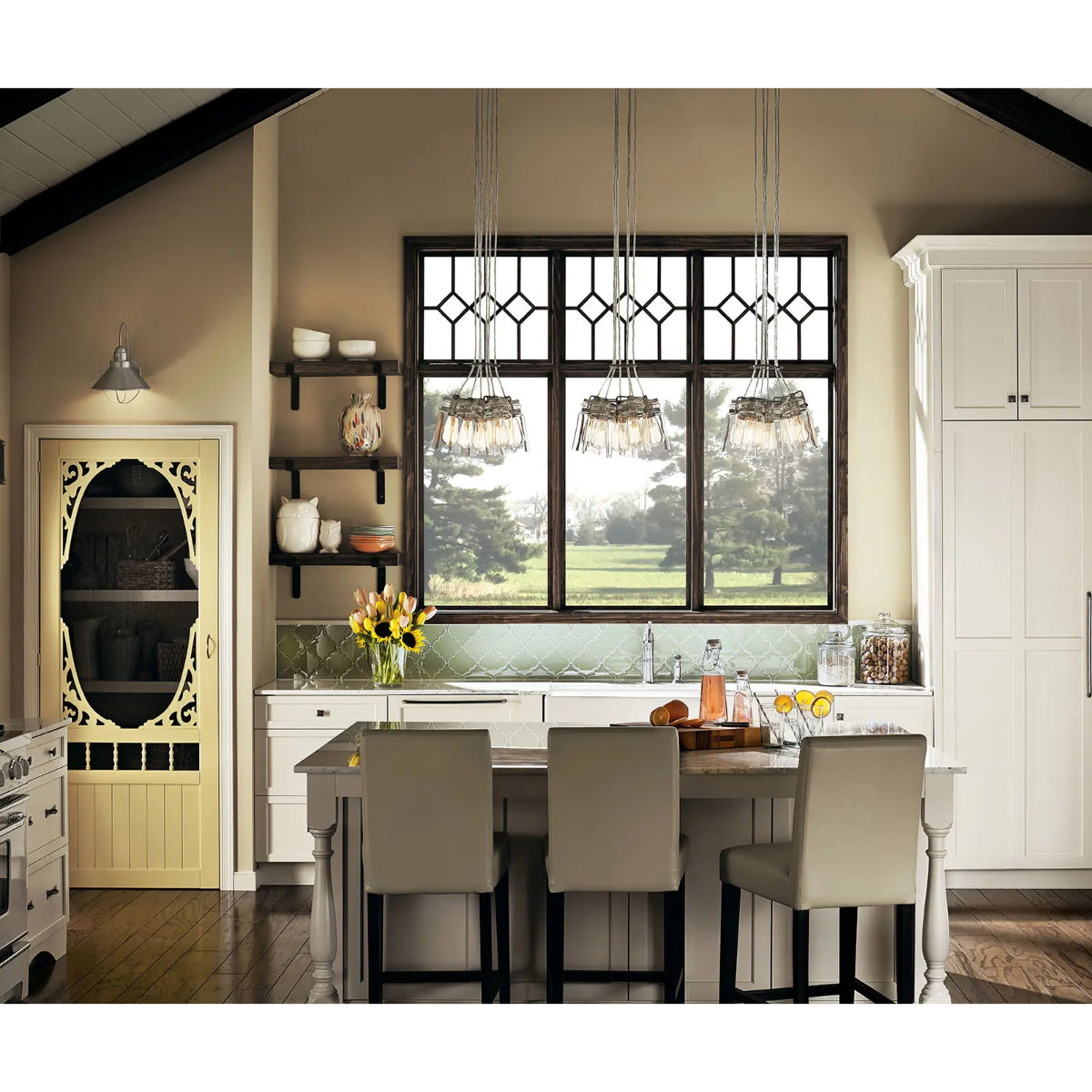Brinley 12 in. 6 Lights Pendant Light Nickel Finish - Bees Lighting