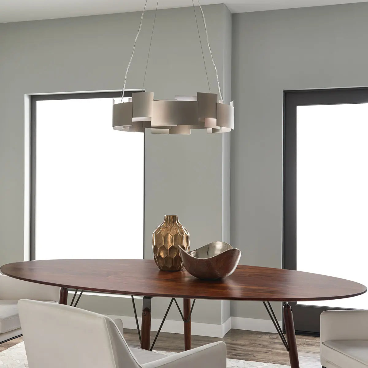 Moderne 27 In. LED Chandelier Nickel Finish - Bees Lighting