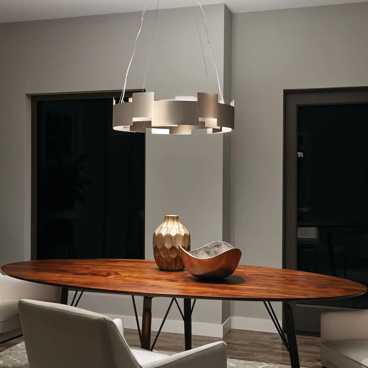 Moderne 27 In. LED Chandelier Nickel Finish - Bees Lighting