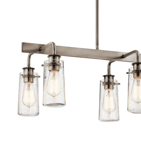 Braelyn 34 in. 6 Lights Linear Chandelier Silver Finish - Bees Lighting