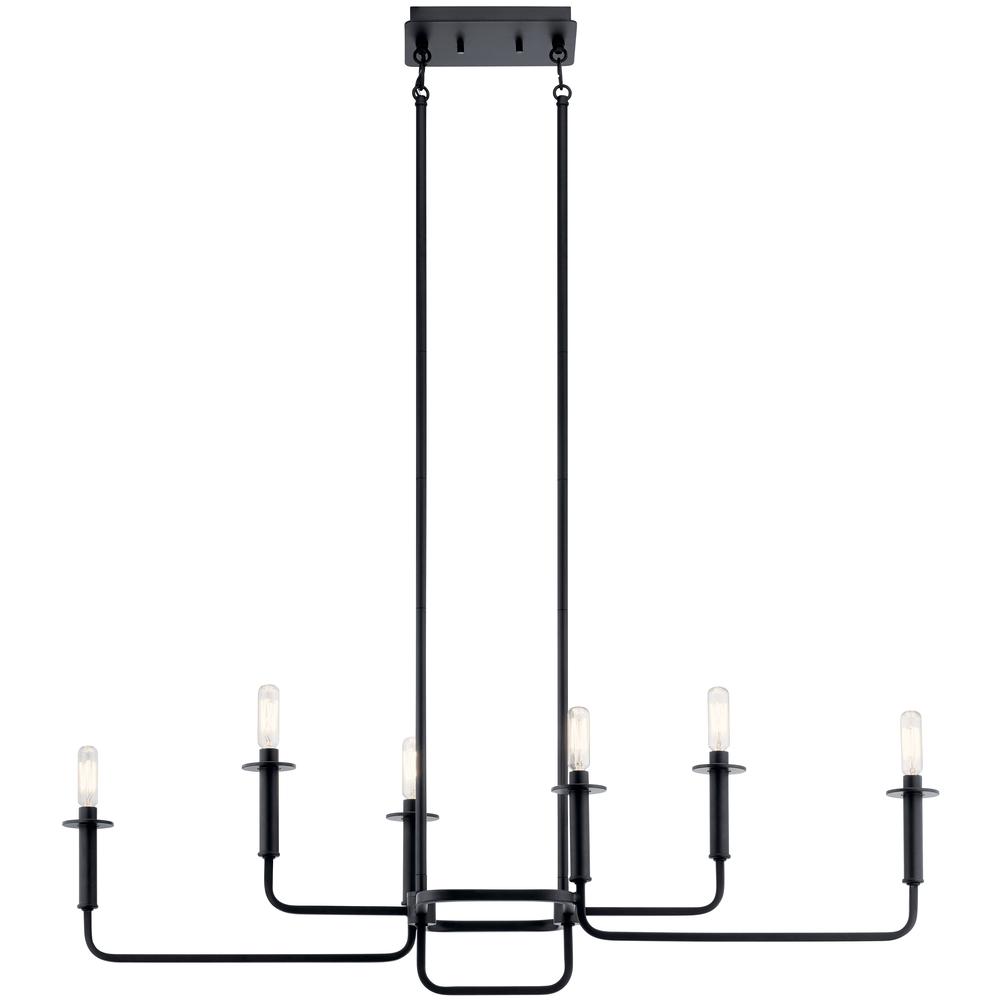 Alden 39 in. 6 Lights Chandelier Black Finish - Bees Lighting