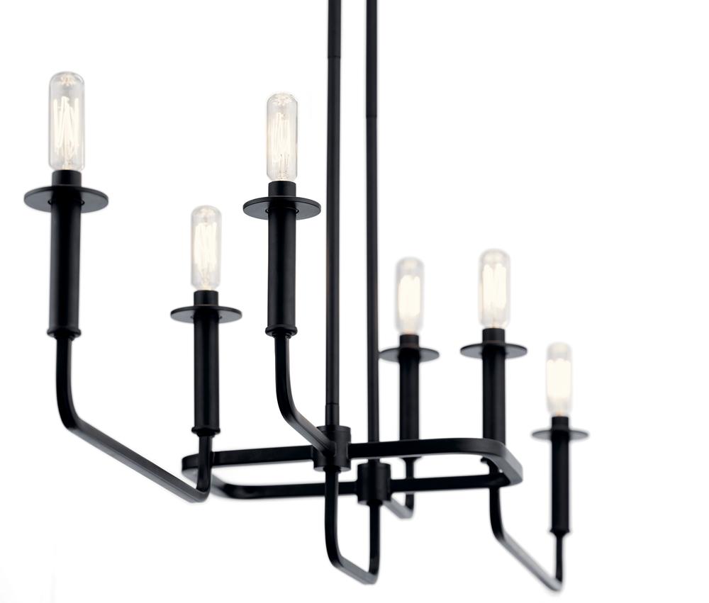 Alden 39 in. 6 Lights Chandelier Black Finish - Bees Lighting