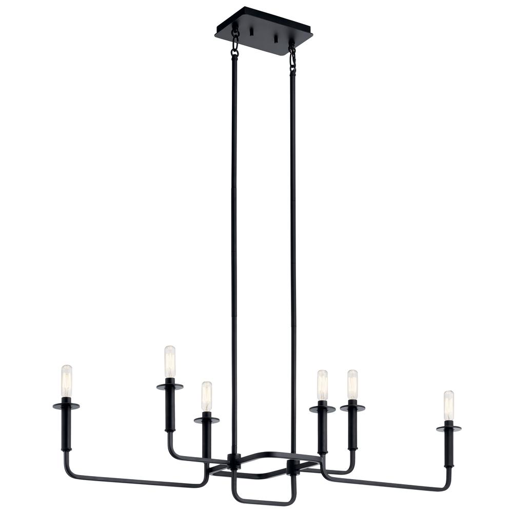 Alden 39 in. 6 Lights Chandelier Black Finish - Bees Lighting