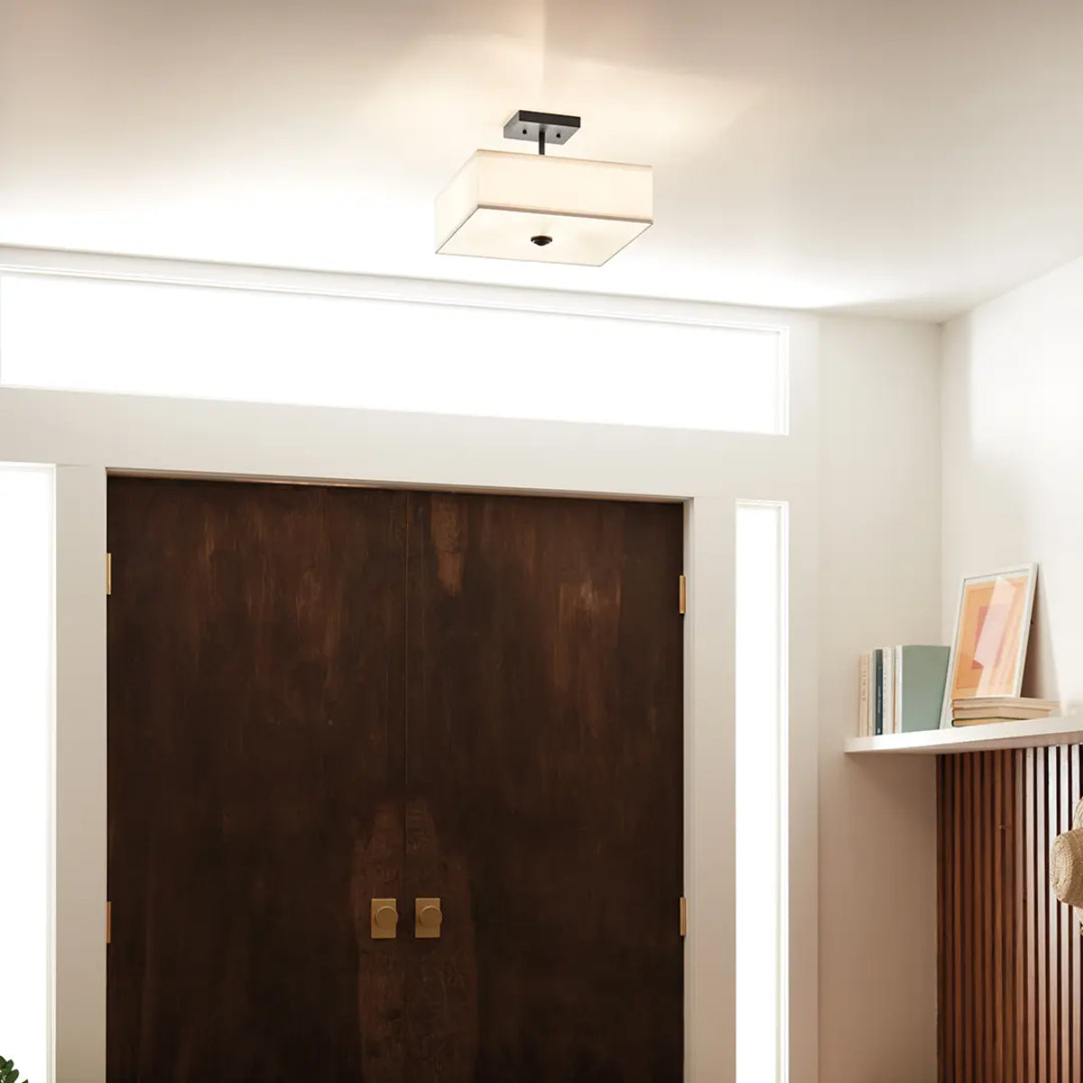 Shailene 14" 3-Light Square Semi-Flush Mount, Black Finish - Bees Lighting
