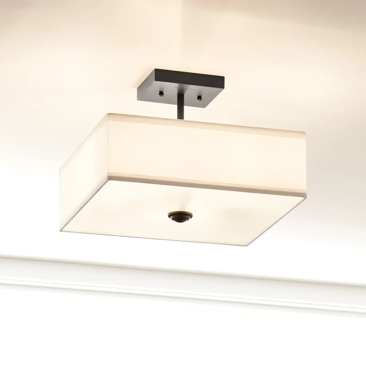 Shailene 14" 3-Light Square Semi-Flush Mount, Black Finish - Bees Lighting