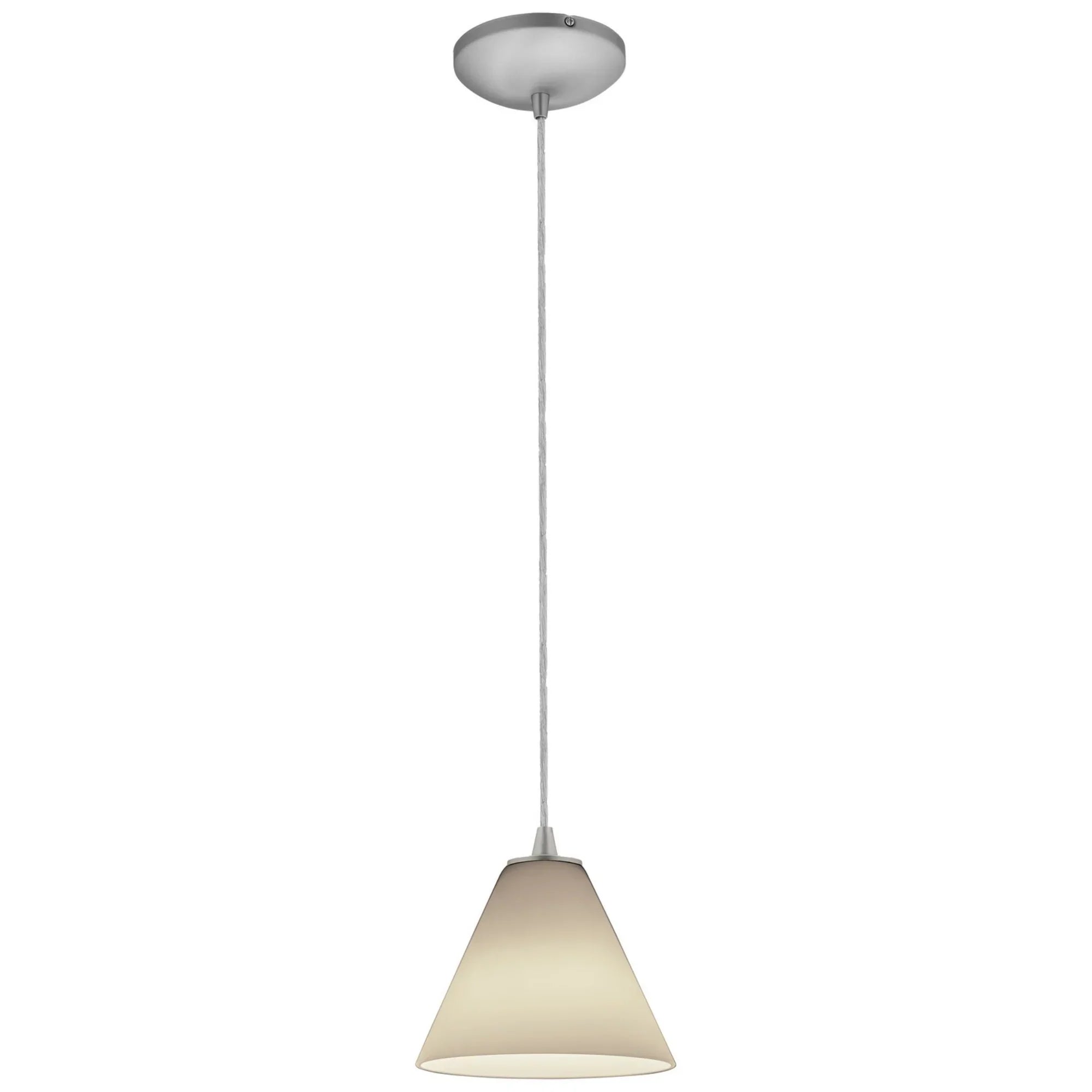 Martini 7" Pendant, Brushed Steel Finish, White Diffuser, Cord - Bees Lighting