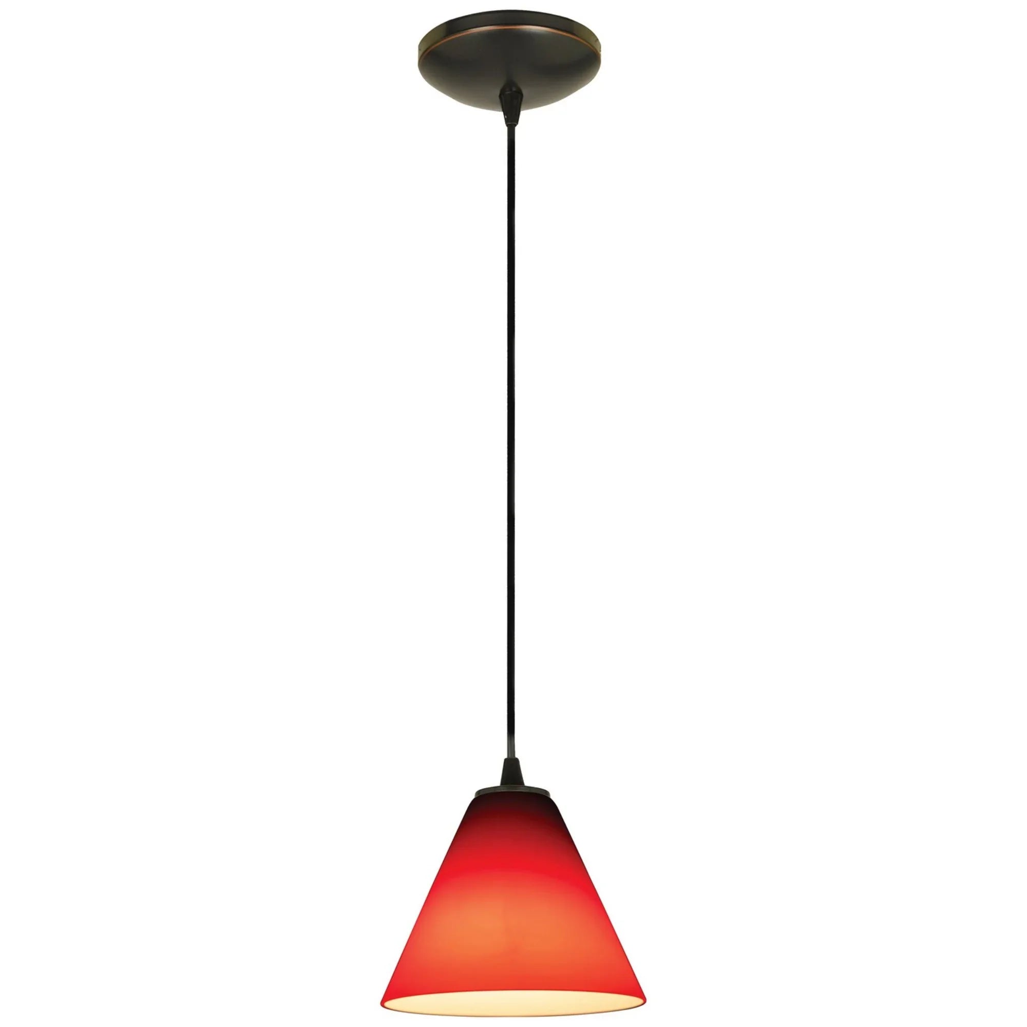 Martini 7" Pendant, Oil Rubbed Bronze Finish, Red Diffuser, Cord - Bees Lighting