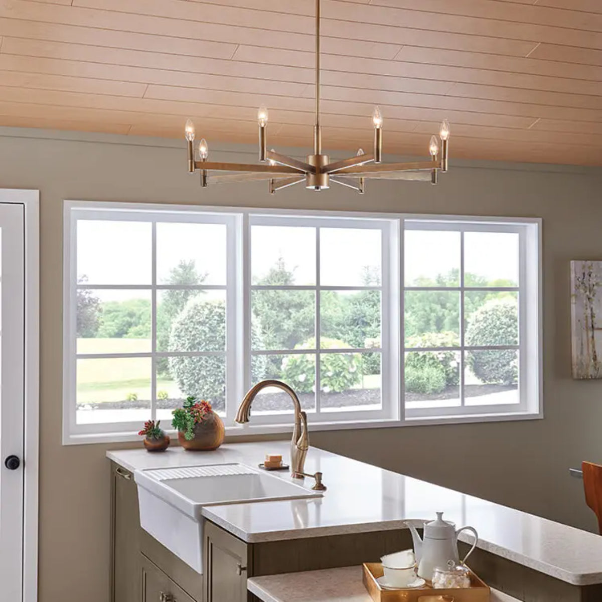Erzo 36 In Chandelier Brass finish - Bees Lighting