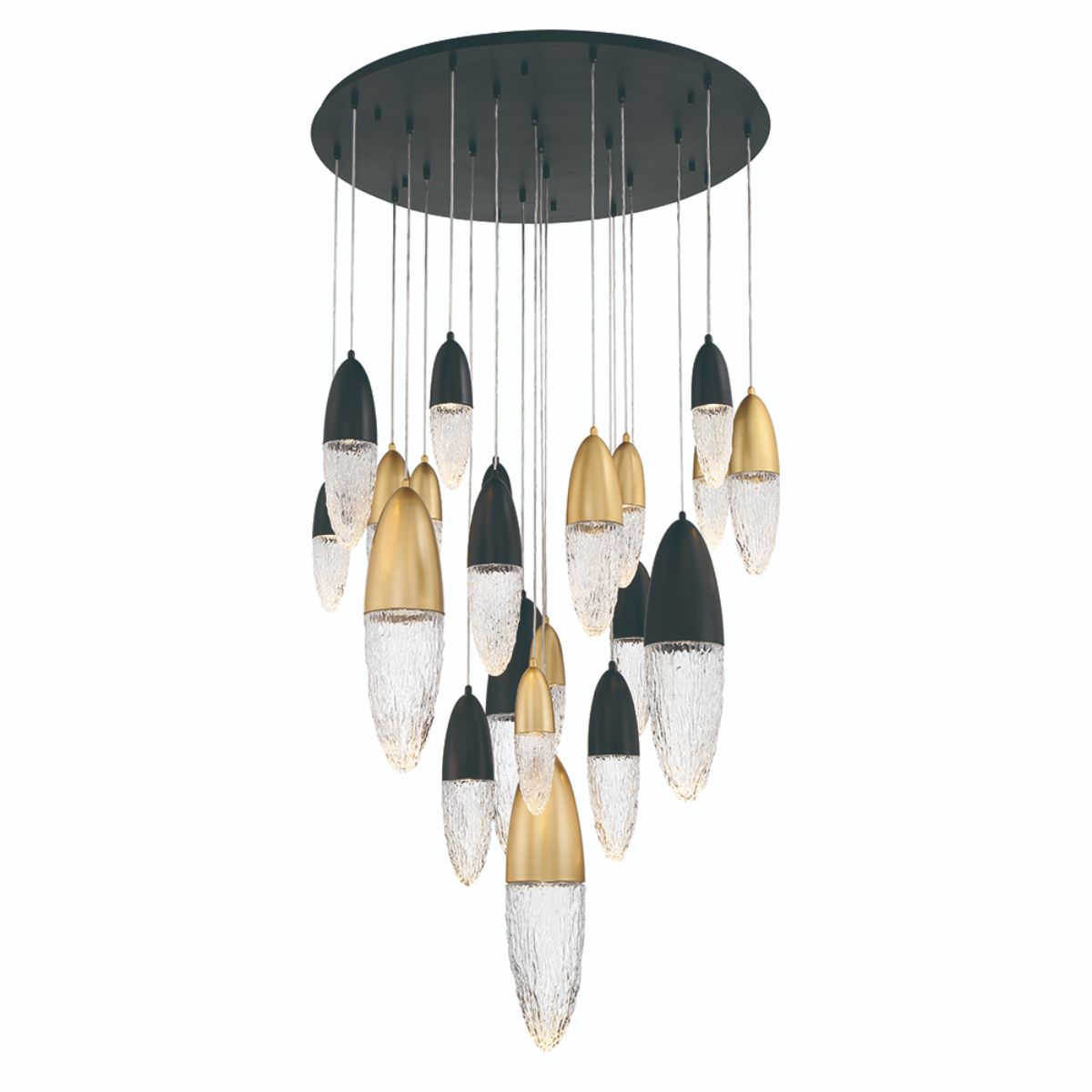 Ecrou 40 in. 22 Lights LED Chandelier Matte Black & Gold Finish - Bees Lighting