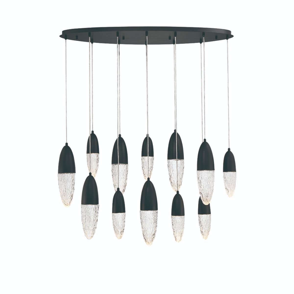 Ecrou 44 in. 12 Lights LED Chandelier Matte Black Finish - Bees Lighting