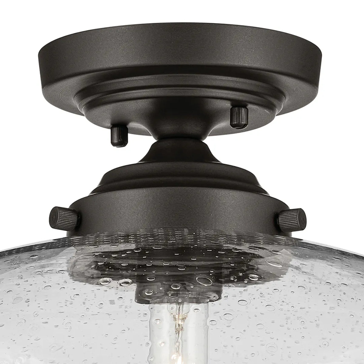 Avery 15" Semi-Flush Mount Light with Clear Seeded Glass, Olde Bronze Finish - Bees Lighting