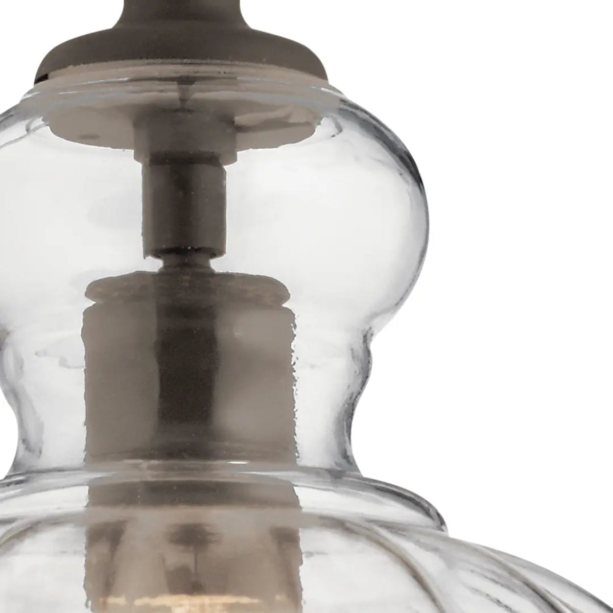 Riviera 10" 1-Light Mini Pendant Light with Clear Ribbed Glass, Olde Bronze Finish - Bees Lighting